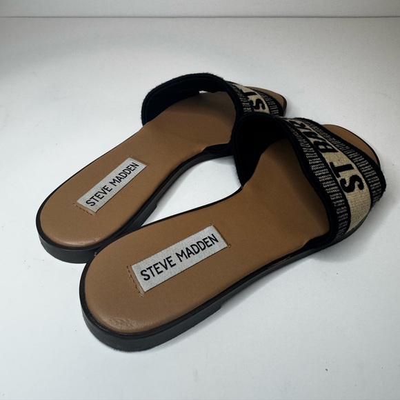 Steve Madden Knox Womens Sandals Black Multi Open Toe Slip On Flat Slide Sz 5 - Picture 5 of 7
